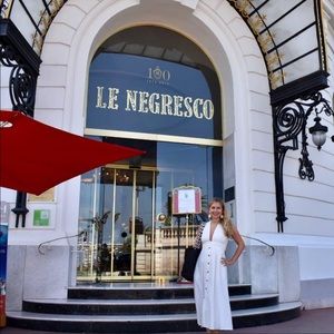 White Linen Midid Dress with Buttons